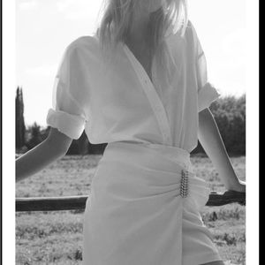 Zara Ivory Jewelry Buckle Skirt Strech